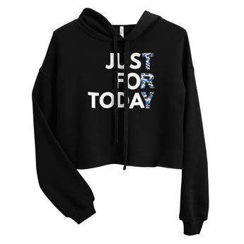 Just for Today Camo – Women’s Crop Hoodie - Black / S | Sobervation