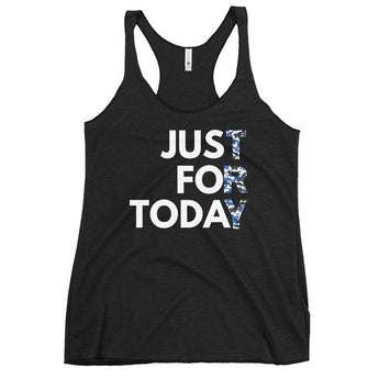 Just for Today Camo – Women’s Racerback Tank - Vintage Black / XS | Sobervation
