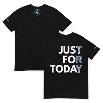 Just for Today Camo Essential Tee – TRY Blue Camo Recovery Apparel - Black / S | Sobervation
