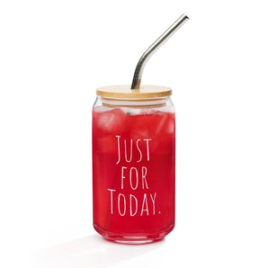 Just for Today Can-Shaped Glass – Mindful Recovery Drinkware - Default Title | Sobervation