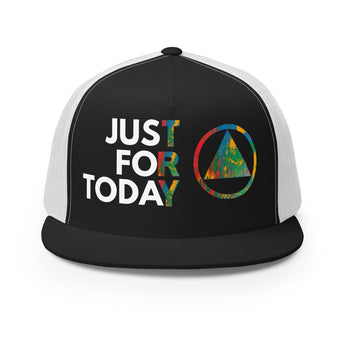 Just For Today Classic Trucker Hat - Black/ White | Sobervation