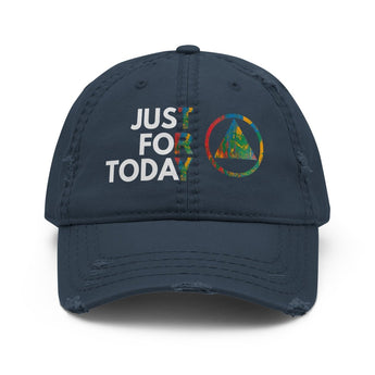 Just For Today Distressed Dad Hat - Navy | Sobervation