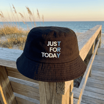 Just for Today Embroidered Bucket Hat – TRY Recovery Hat - Black Bucket Hat - Sobervation