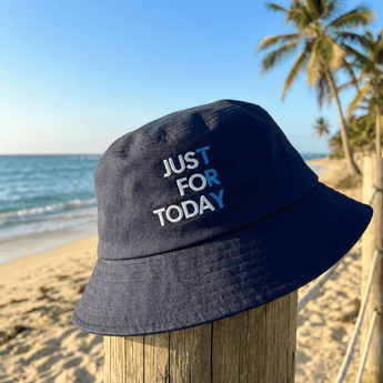 Just for Today Embroidered Bucket Hat – TRY Recovery Hat - Navy Bucket Hat - Sobervation