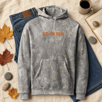 Just For Today Embroidered Heavyweight Unisex Camo Hoodie | IND4000 -Deadwood Tree Camo Embroidered Hoodie - Sobervation