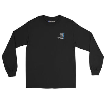 Just For Today Embroidered Long Sleeve Tee – Daily Recovery Reminder - Black / S | Sobervation