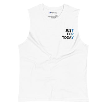 Just For Today Embroidered Muscle Shirt | Unisex Tank - White / M | Sobervation