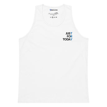 Just For Today Embroidered Tank Top | Men's Premium - White / M | Sobervation