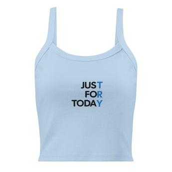 Just For Today Embroidered Tank Top | Women's Micro-Rib - Solid Baby Blue Blend / XS | Sobervation