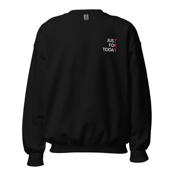 Just for Today Sweatshirt – Pink TRY Embroidered Recovery Apparel - Black / S | Sobervation