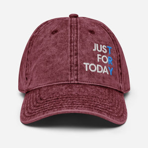 Just For Today Embroidered Vintage Twill Cap | Otto 18-1248 - Maroon | Sobervation