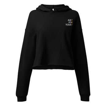 Just for Today Embroidered Crop Hoodie – Women's Recovery Hoodie - S | Sobervation