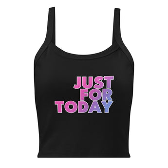 Just For Today – Fitted Ribbed Tank Top (Women’s) - Solid Black Blend / XS | Sobervation