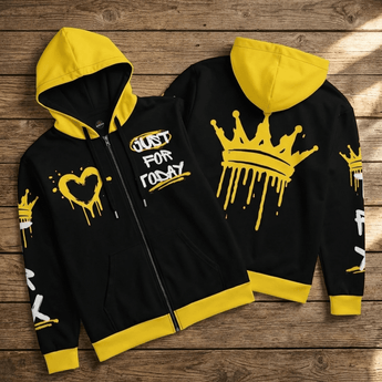 Just for Today Graffiti Crown Zip Hoodie | Recovery Streetwear | Sobervation - 2XS All Over Print Zip Up Hoodie - Sobervation
