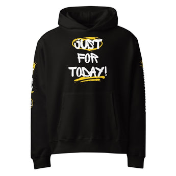 Just for Today Graffiti Oversized Heavyweight Hoodie - Black / S | Sobervation