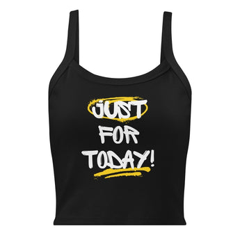 Just for Today Graffiti Women’s Micro-Rib Tank – Strength in Style - Solid Black Blend / XS | Sobervation