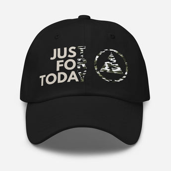Just for Today Green Camo Dad Hat – Bold Sobriety Style - Black | Sobervation