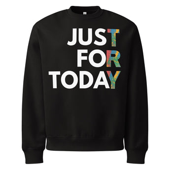 Just For Today Premium Oversized Sweatshirt – TRY Again, Brighter - Black / S | Sobervation