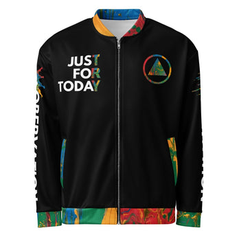 Just For Today Pride Bomber Jacket – Colorful Sobriety Streetwear - XS | Sobervation