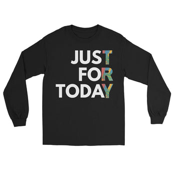 Just For Today: Rainbow Men’s Long Sleeve Shirt - Black / S | Sobervation