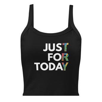 Just For Today: Rainbow Women’s Micro-Rib Tank - Solid Black Blend / XS | Sobervation