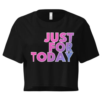 Just For Today – Retro Gradient Crop Top (Women’s) - Black / XS | Sobervation