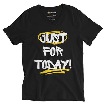 Just for Today Graffiti Unisex V-Neck Tee - Street-Style Recovery Shirt - S | Sobervation