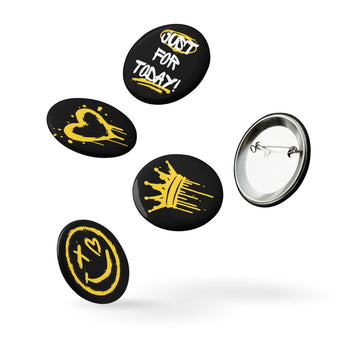 Just for Today & Symbols Yellow Pin Button Set – Recovery Graffiti Pins - Default Title | Sobervation