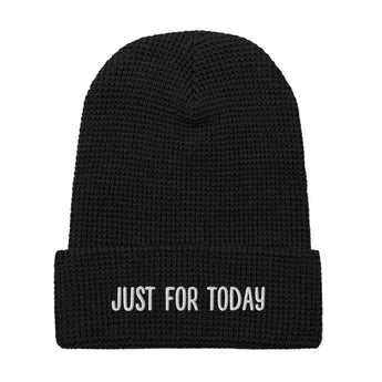 Just For Today Waffle Knit Beanie – Textured Style, Centered Mindset - Black | Sobervation