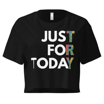 Just For Today Women’s Crop Top – TRY, One Day at a Time - Black / XS | Sobervation