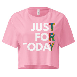 Just For Today Women’s Crop Top – TRY, One Day at a Time - Bubblegum / XS | Sobervation