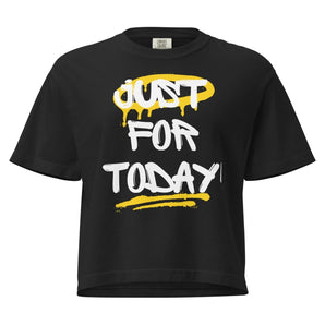 Just For Today – Women’s Heavyweight Boxy Tee | Graffiti-Inspired Recovery Wear - Black / S | Sobervation