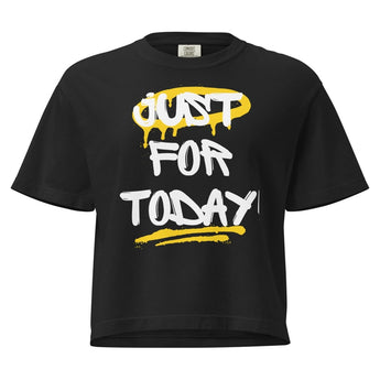 Just For Today – Women’s Heavyweight Boxy Tee | Graffiti-Inspired Recovery Wear - Black / S | Sobervation