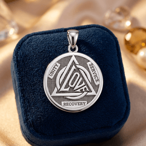 Love in Recovery Sobriety Symbol Pendant – Sterling Silver or 14K Gold – Sobervation Exclusive - Sterling Silver Pendant - Sobervation