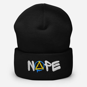 NOPE Cuffed Beanie – Classic Fit, Bold Perspective - Black | Sobervation