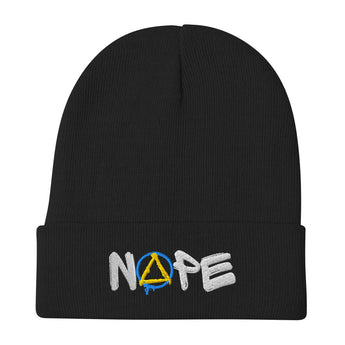 NOPE Embroidered Beanie – Minimal Design, Maximum Message - Black | Sobervation