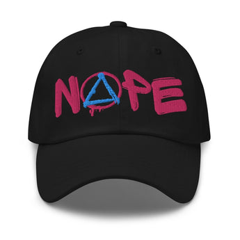 NOPE Pink Graffiti Embroidered Dad Hat – Sobriety Symbol Baseball Cap - Black | Sobervation