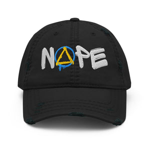 NOPE Embroidered Distressed Dad Hat – Graffiti Recovery Streetwear - Black | Sobervation