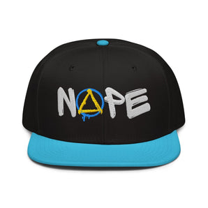 Nope Embroidered Snapback - Aqua blue / Black / Black | Sobervation