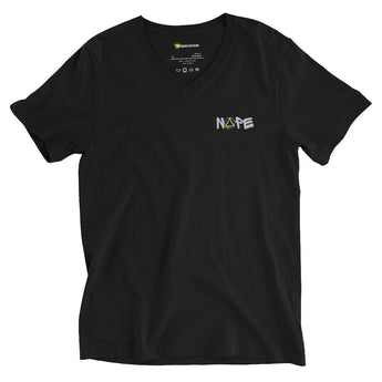 Nope Embroidered Unisex V-Neck Tee - Black / S | Sobervation