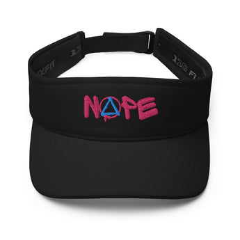 NOPE Pink Graffiti Embroidered Visor – Sobriety Symbol Sun Visor - Black | Sobervation
