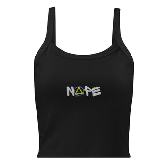 Nope Embroidered Women's Micro-Rib Tank Top - Solid Black Blend / XS | Sobervation