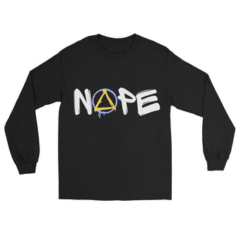 NOPE Graffiti Sobriety Symbol Long Sleeve Tee – Recovery Statement Wear - Black / S | Sobervation