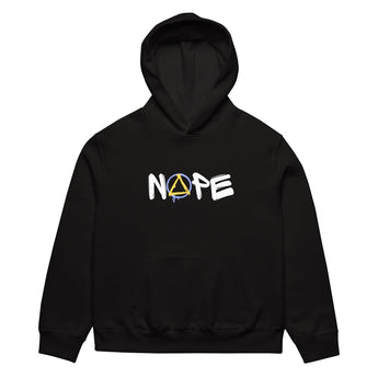 NOPE Graffiti Sobriety Symbol Oversized Heavyweight Hoodie – Street Recovery Statement - S | Sobervation