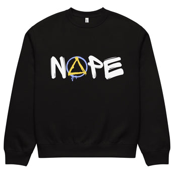 NOPE Graffiti Sobriety Symbol Oversized Heavyweight Sweatshirt – Bold Recovery Streetwear - Black / S | Sobervation
