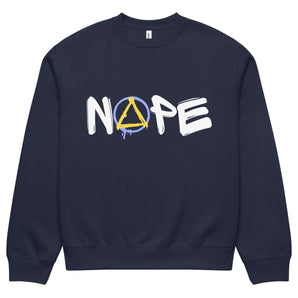 NOPE Graffiti Sobriety Symbol Oversized Heavyweight Sweatshirt – Bold Recovery Streetwear - Navy / S | Sobervation