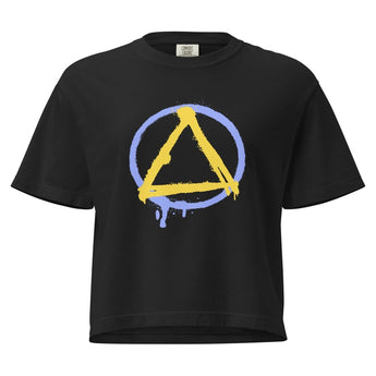 NOPE Graffiti Sobriety Symbol – Women’s Heavyweight Boxy Tee - Black / S | Sobervation