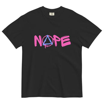 NOPE Pink Graffiti Sobriety Symbol Tee – Heavyweight Recovery Apparel - S | Sobervation