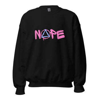 NOPE Pink Graffiti Sobriety Symbol Sweatshirt – Heavyweight Recovery Apparel - S | Sobervation