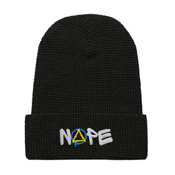 NOPE Waffle Knit Beanie – Textured Warmth, Unapologetic Style - Black | Sobervation
